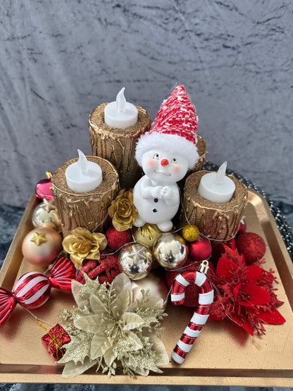 Adventskranz rot gold