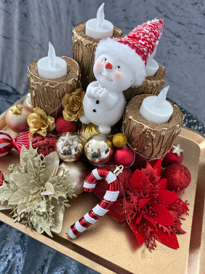 Adventskranz rot gold