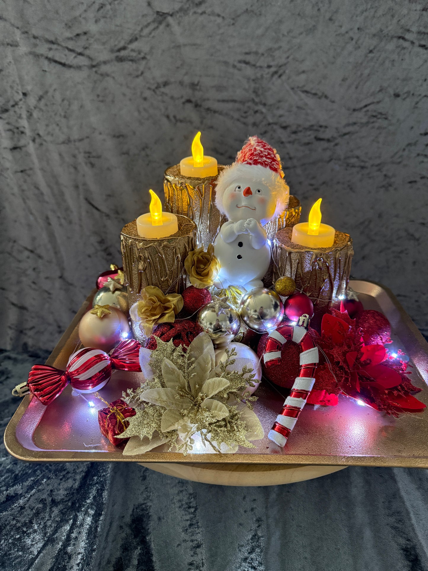 Adventskranz rot gold