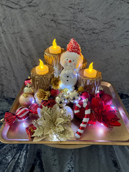 Adventskranz rot gold