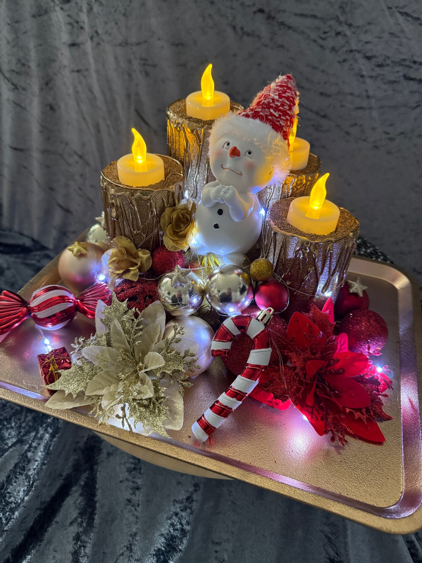 Adventskranz rot gold