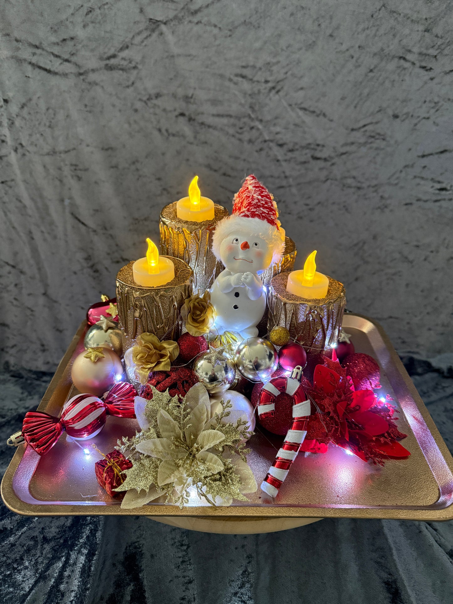 Adventskranz rot gold