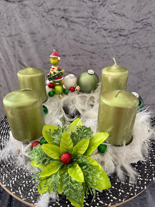 Adventskranz Federkranz weiß grün