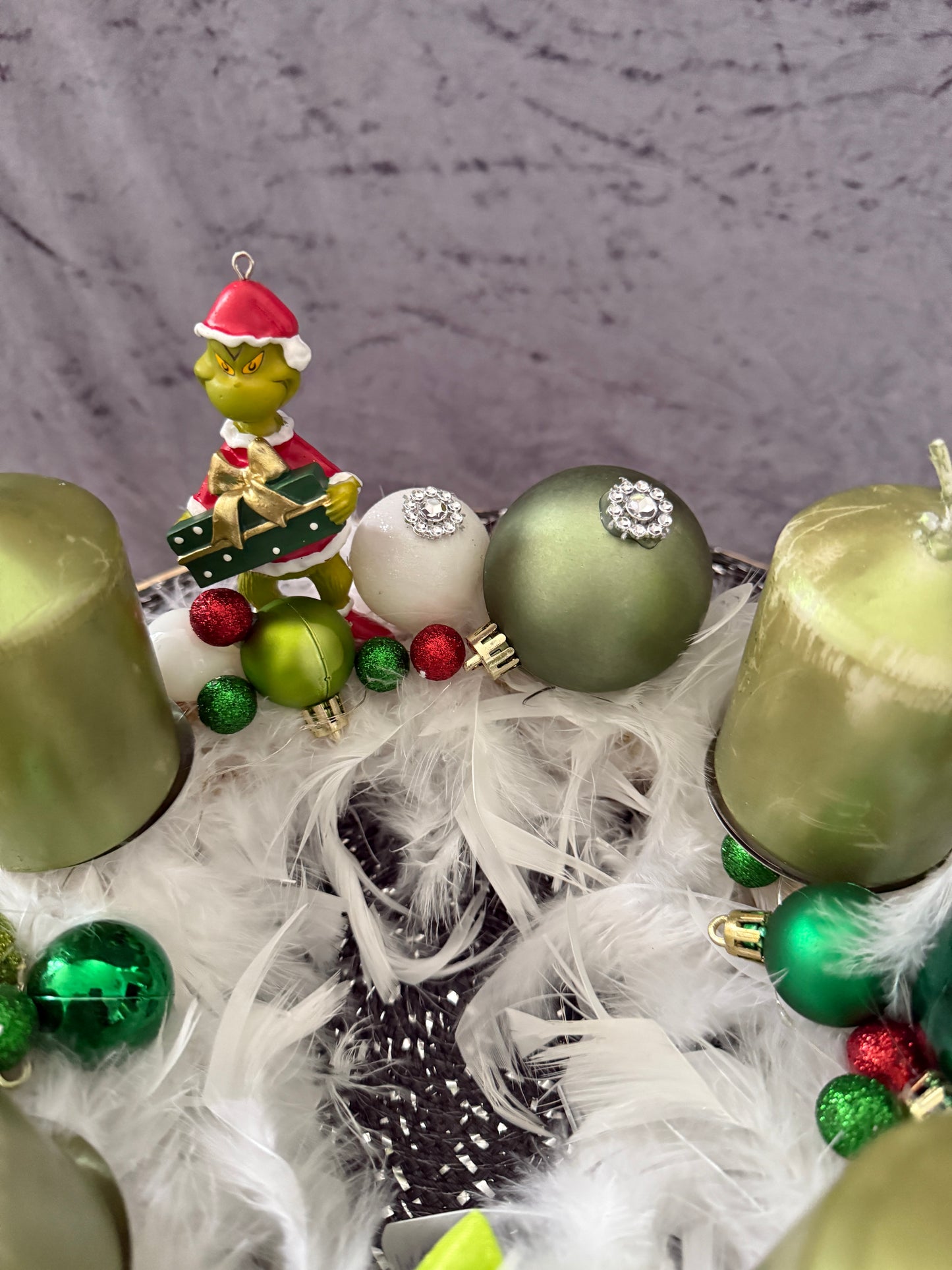 Adventskranz Federkranz weiß grün