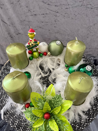 Adventskranz Federkranz weiß grün