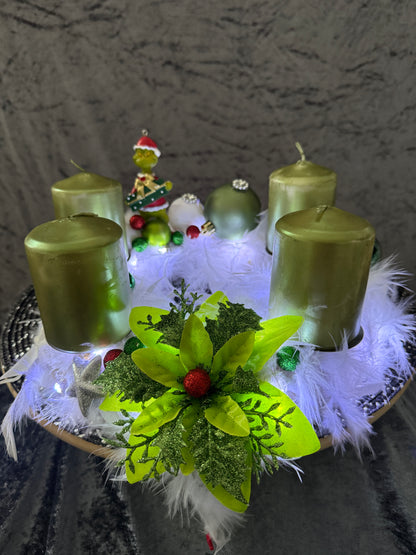 Adventskranz Federkranz weiß grün