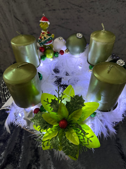 Adventskranz Federkranz weiß grün