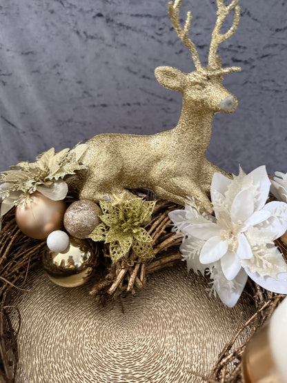 Adventskranz Holzkranz gold weiß