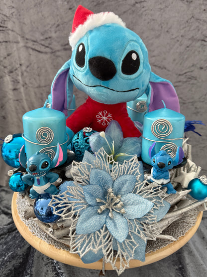 Adventskranz Holzkranz blau silber