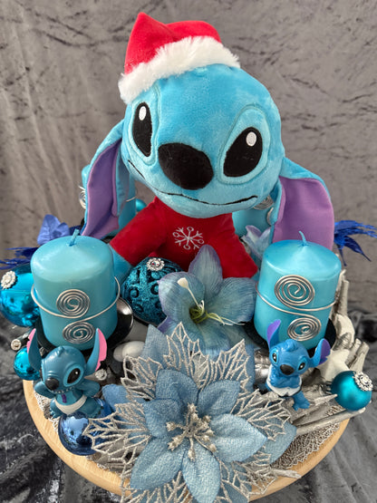 Adventskranz Holzkranz blau silber