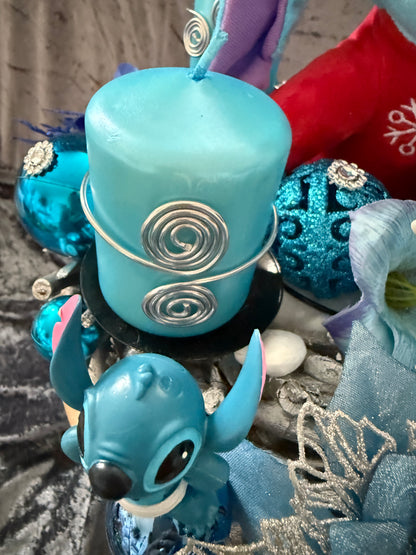 Adventskranz Holzkranz blau silber