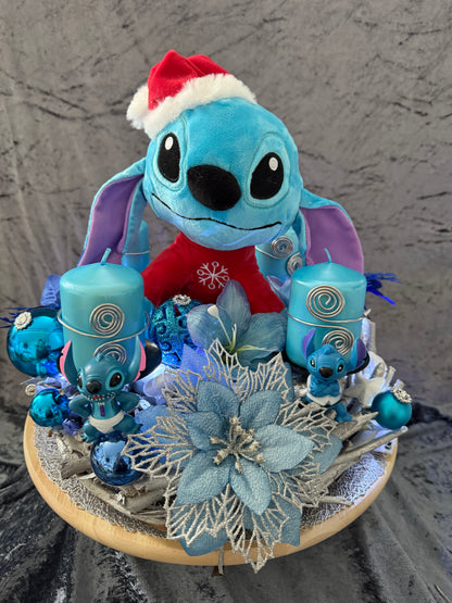 Adventskranz Holzkranz blau silber