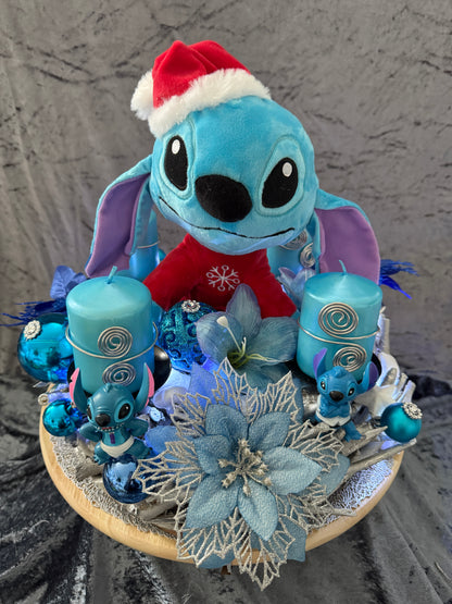 Adventskranz Holzkranz blau silber