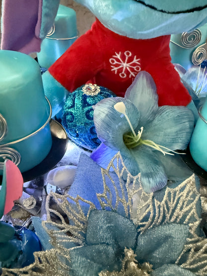 Adventskranz Holzkranz blau silber