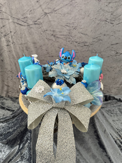 Adventskranz Holzkranz blau silber