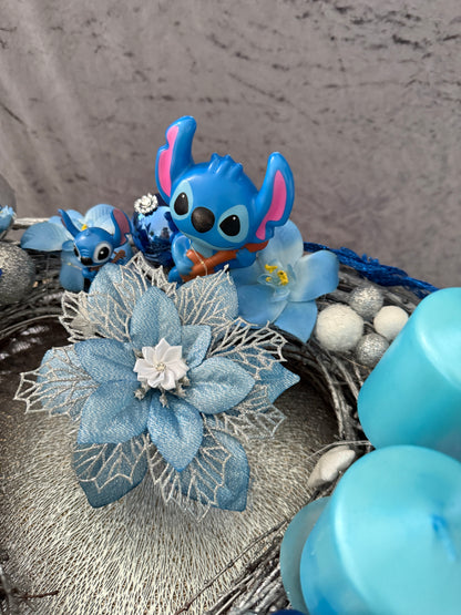 Adventskranz Holzkranz blau silber