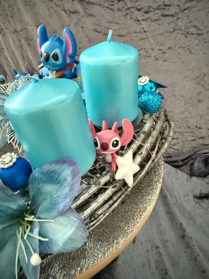 Adventskranz Holzkranz blau silber