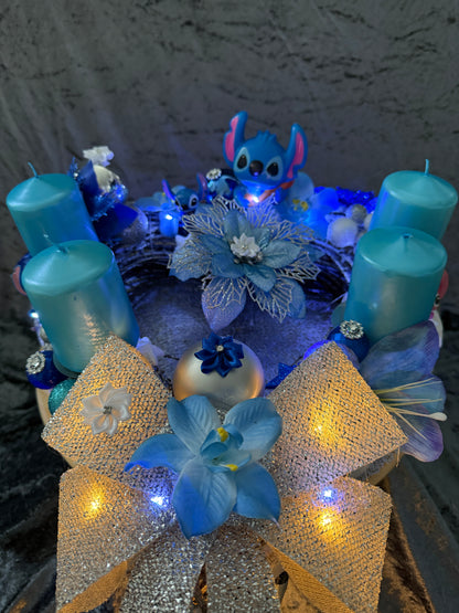 Adventskranz Holzkranz blau silber