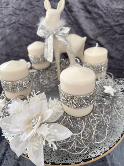 Adventskranz Alu Kranz silber weiß