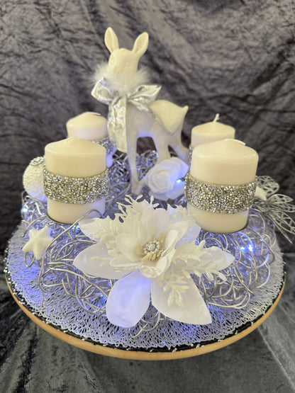 Adventskranz Alu Kranz silber weiß