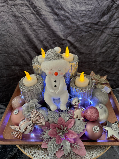 Adventskranz silber rosa