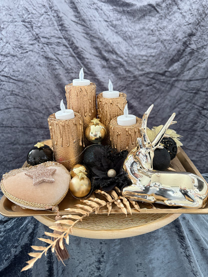 Adventskranz schwarz gold