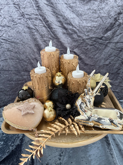 Adventskranz schwarz gold