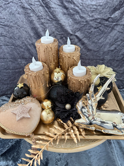 Adventskranz schwarz gold