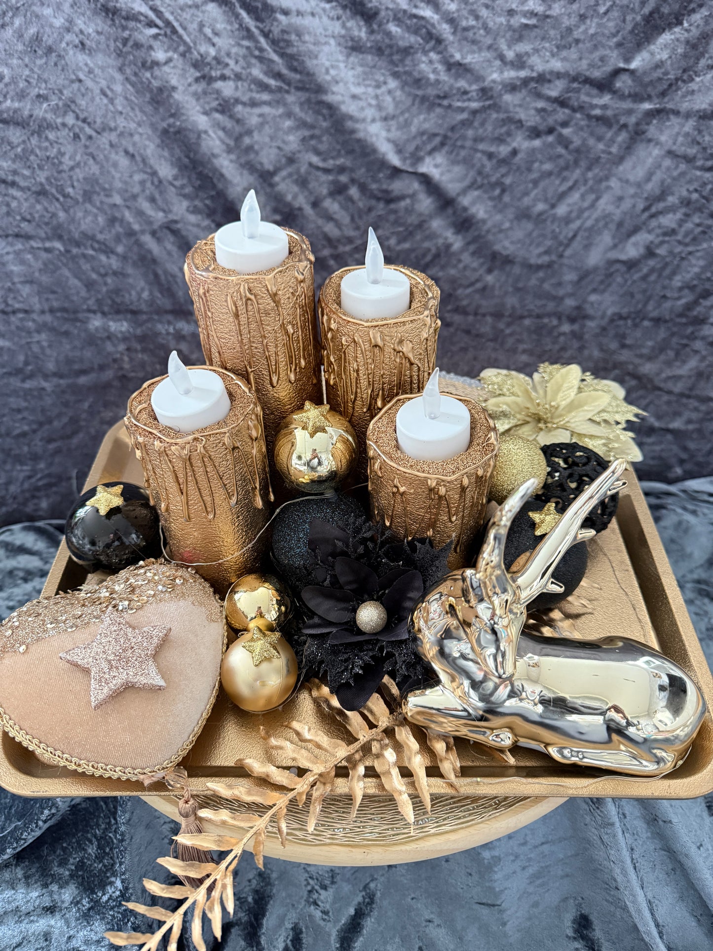 Adventskranz schwarz gold