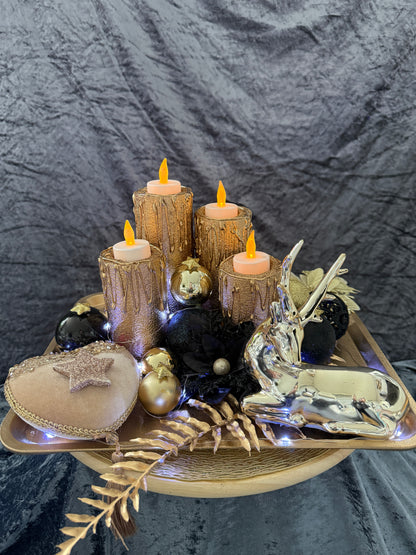 Adventskranz schwarz gold