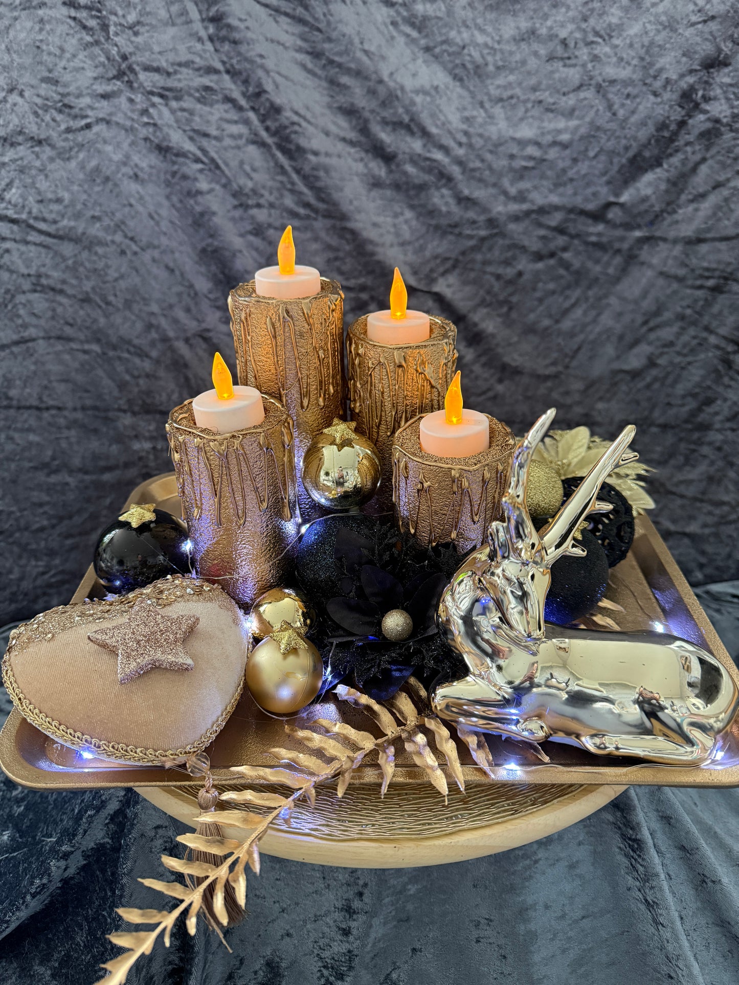 Adventskranz schwarz gold