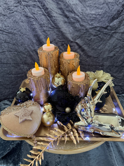Adventskranz schwarz gold