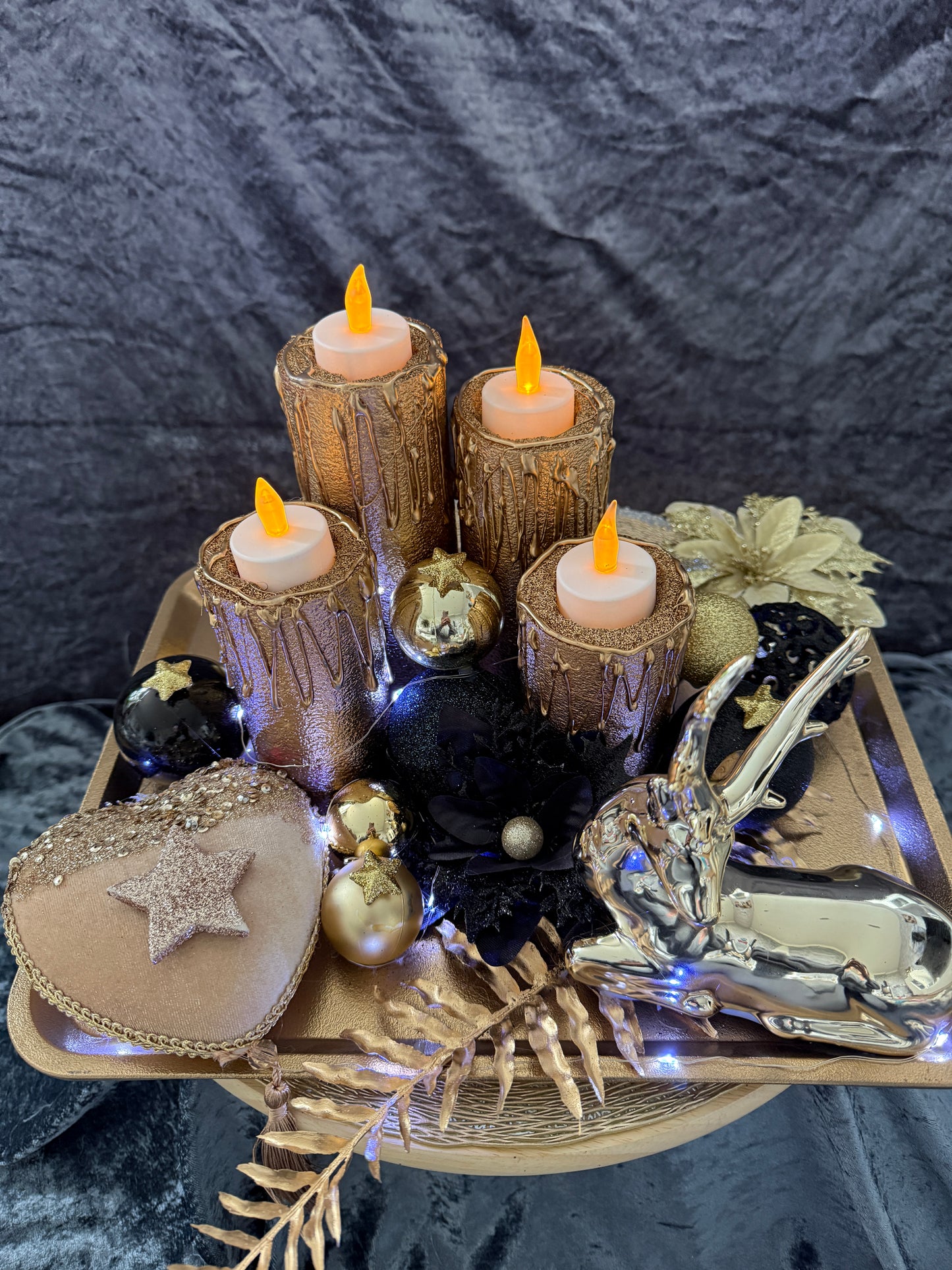 Adventskranz schwarz gold