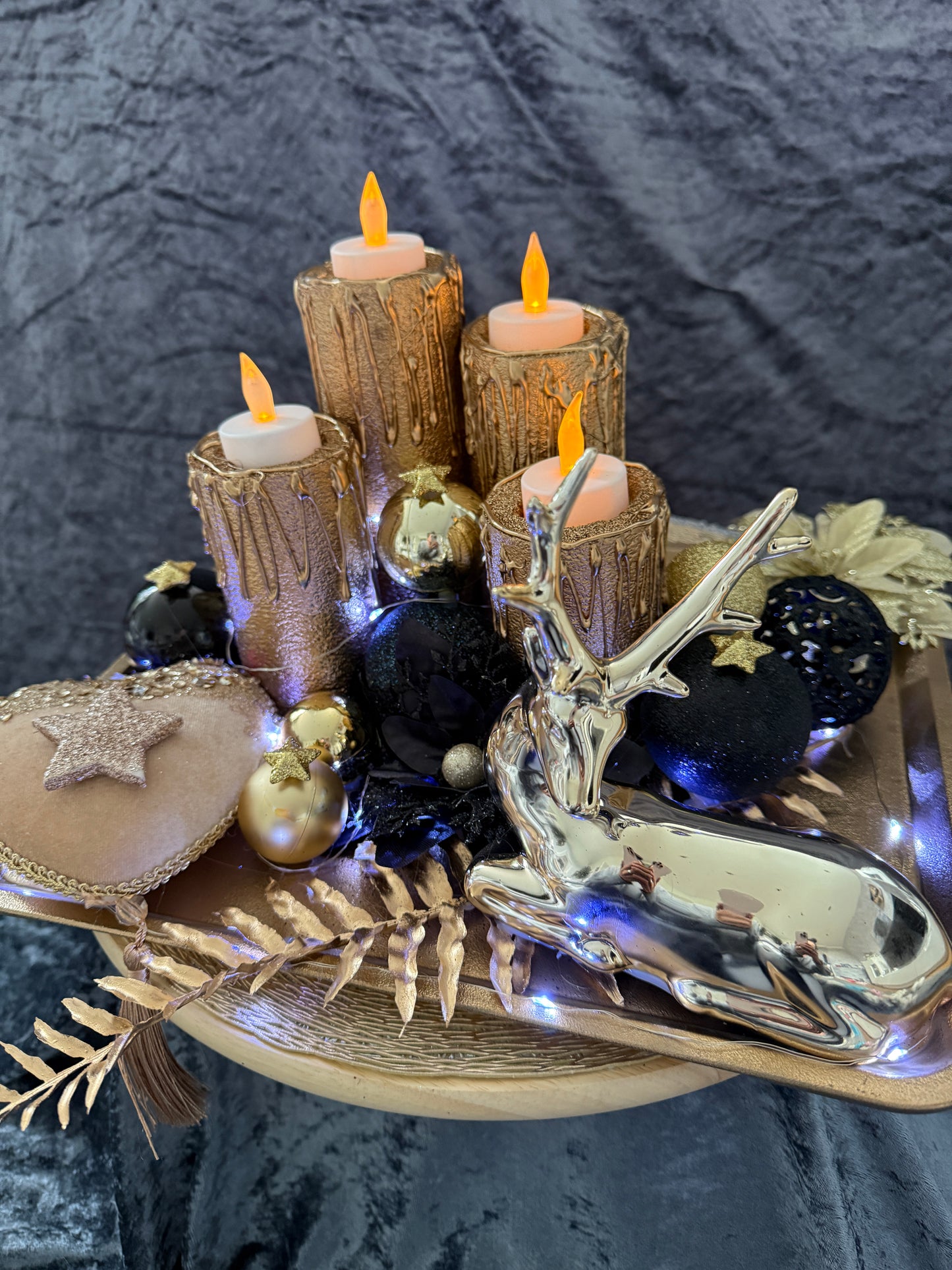 Adventskranz schwarz gold