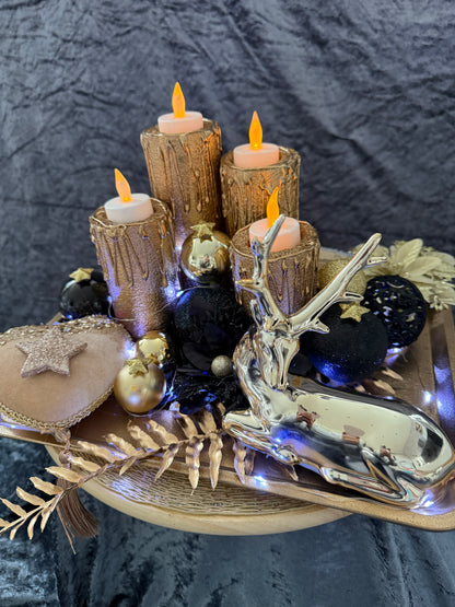 Adventskranz schwarz gold