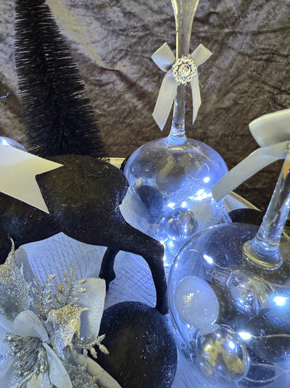 Adventskranz Gläser schwarz weiß