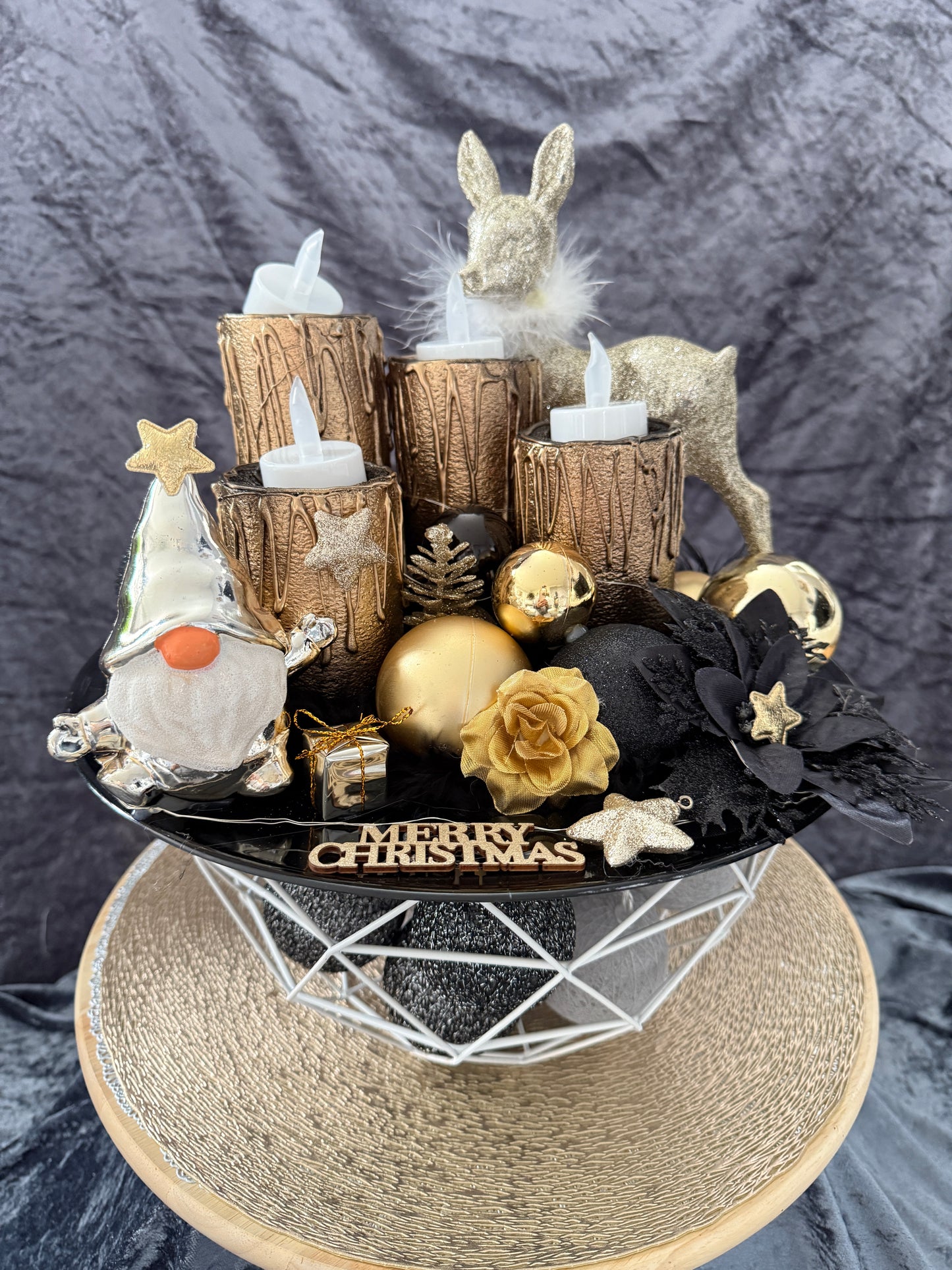 Adventskranz Gold schwarz