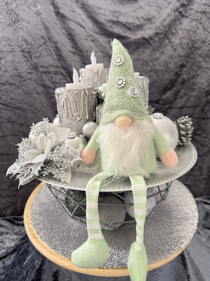 Adventskranz silber weiß grün