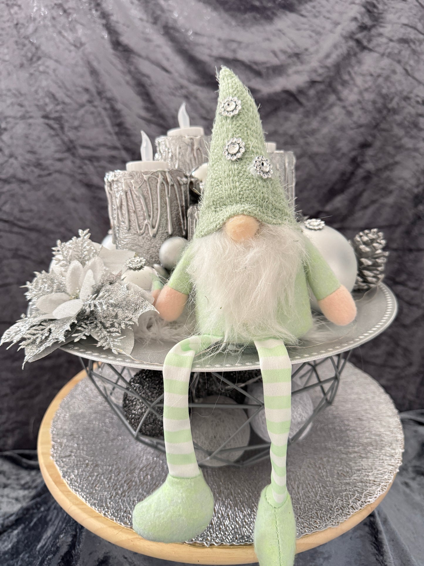 Adventskranz silber weiß grün