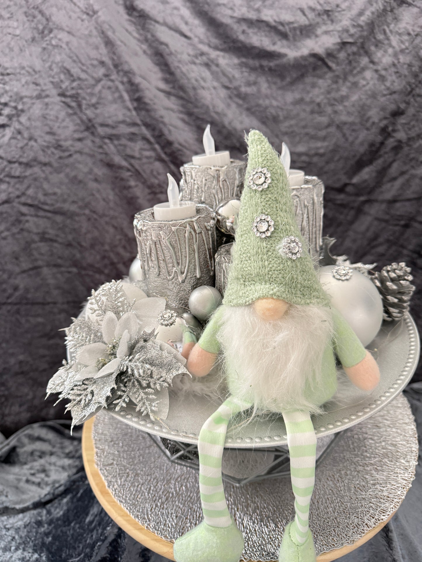 Adventskranz silber weiß grün