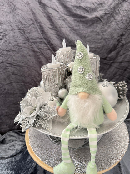 Adventskranz silber weiß grün