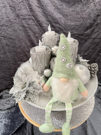 Adventskranz silber weiß grün
