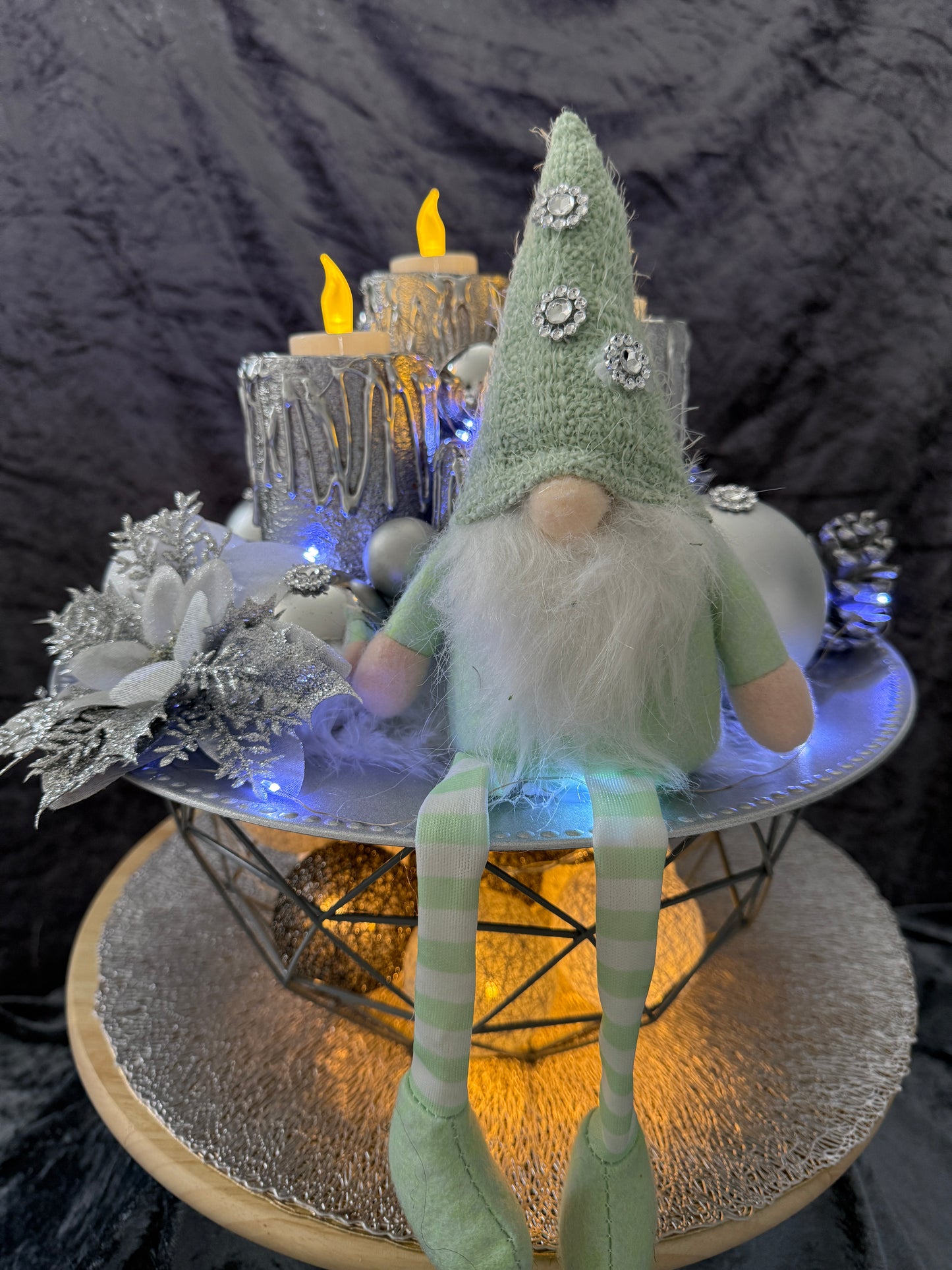 Adventskranz silber weiß grün