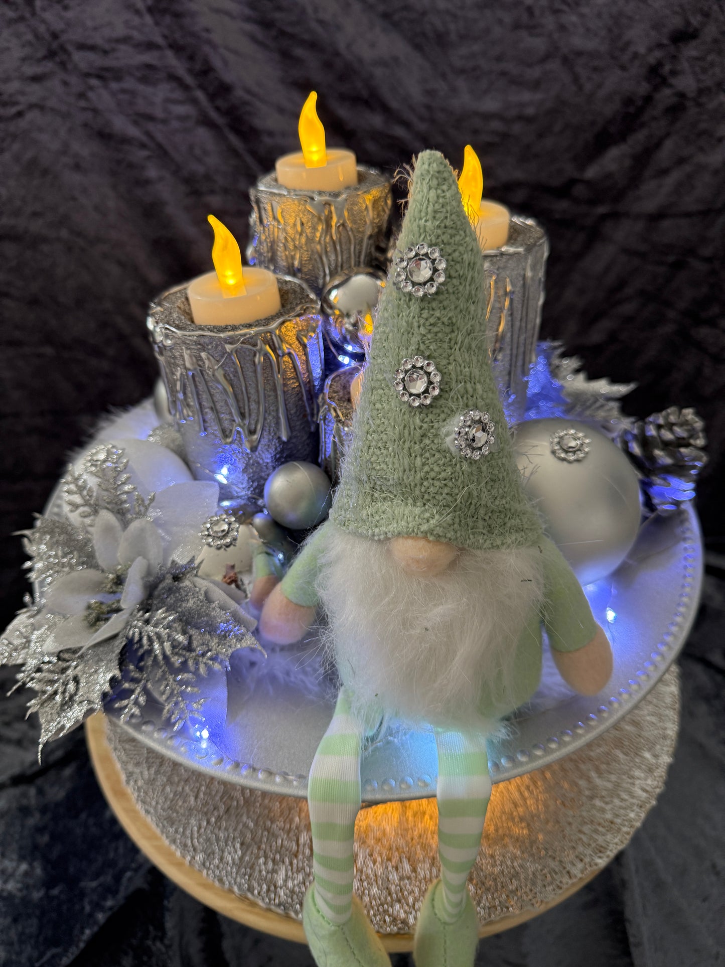 Adventskranz silber weiß grün