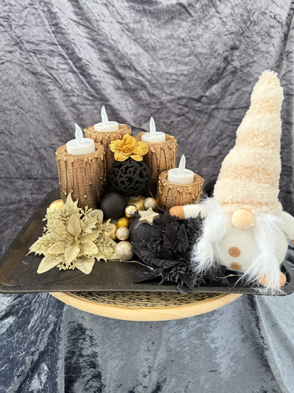 Adventskranz schwarz gold