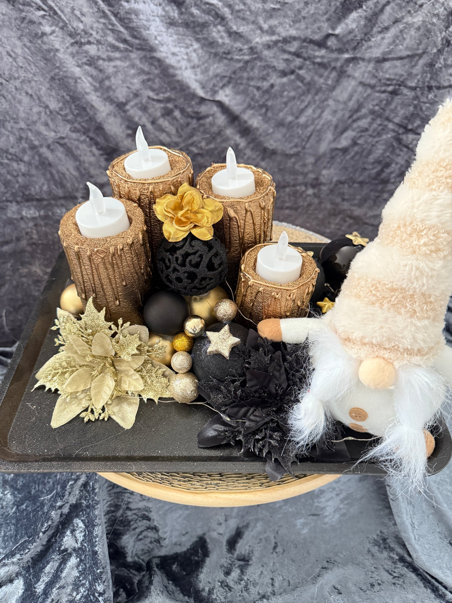 Adventskranz schwarz gold