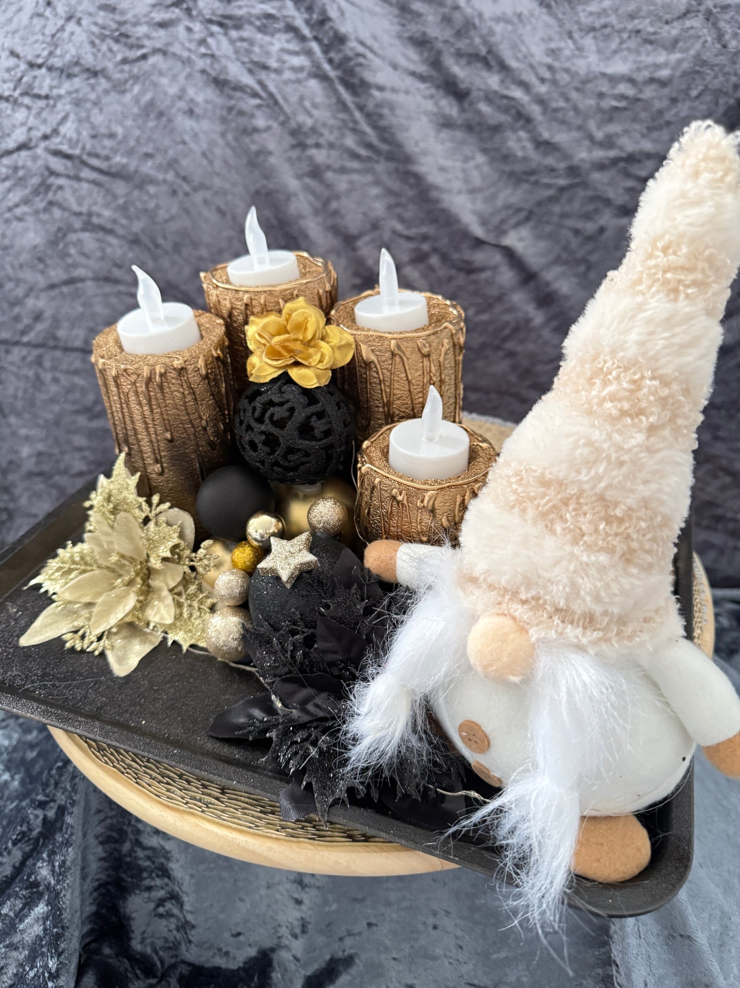 Adventskranz schwarz gold