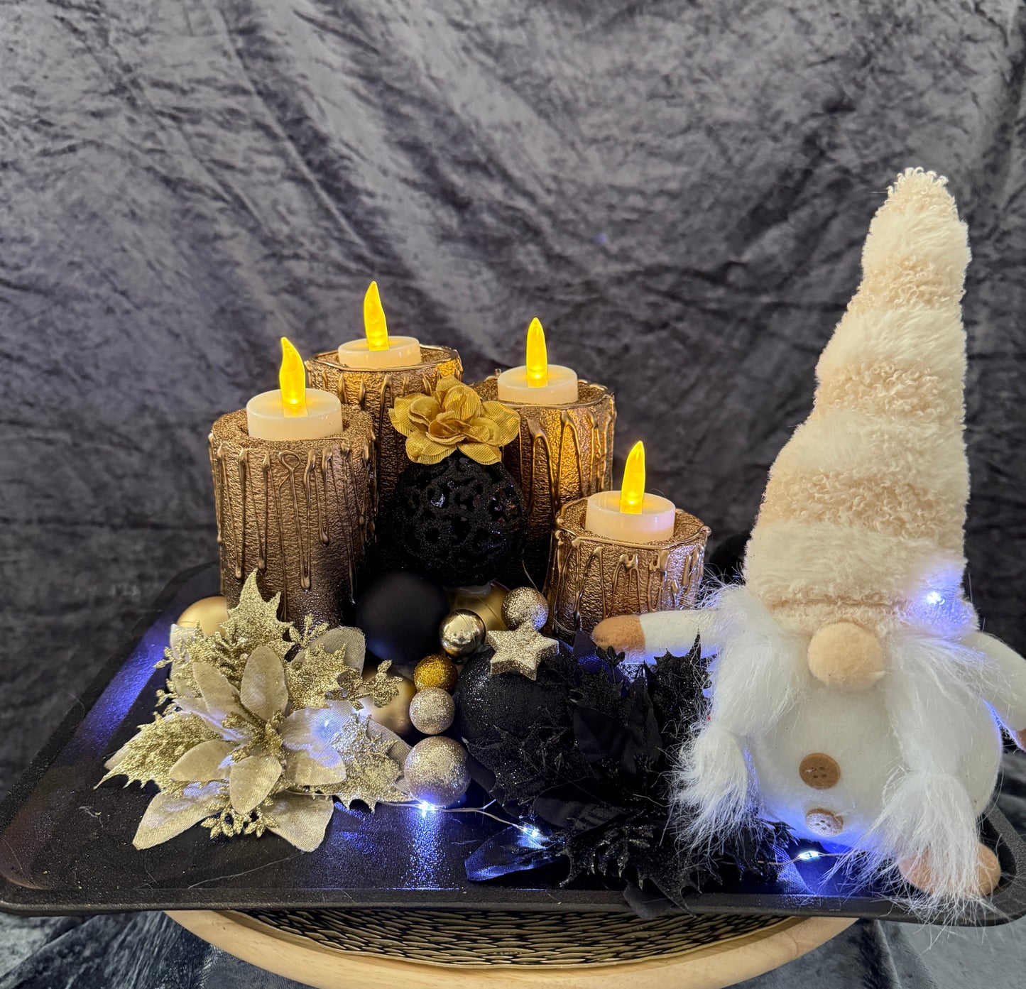 Adventskranz schwarz gold