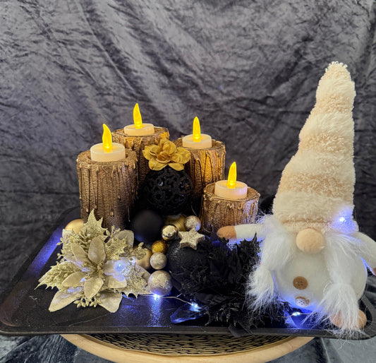 Adventskranz schwarz gold