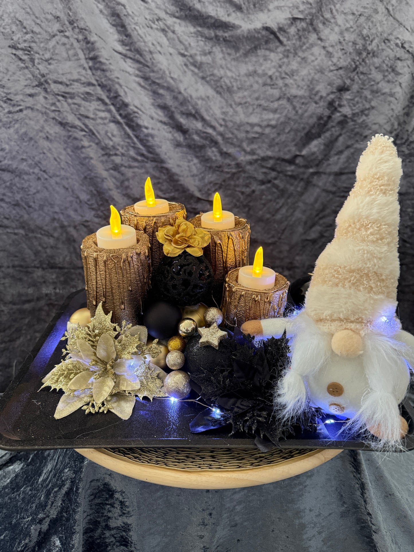 Adventskranz schwarz gold